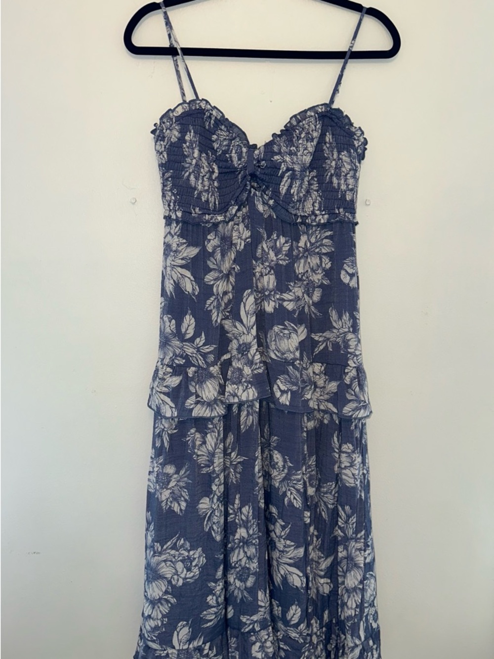 Trixxi Blue and White Floral Midi Dress